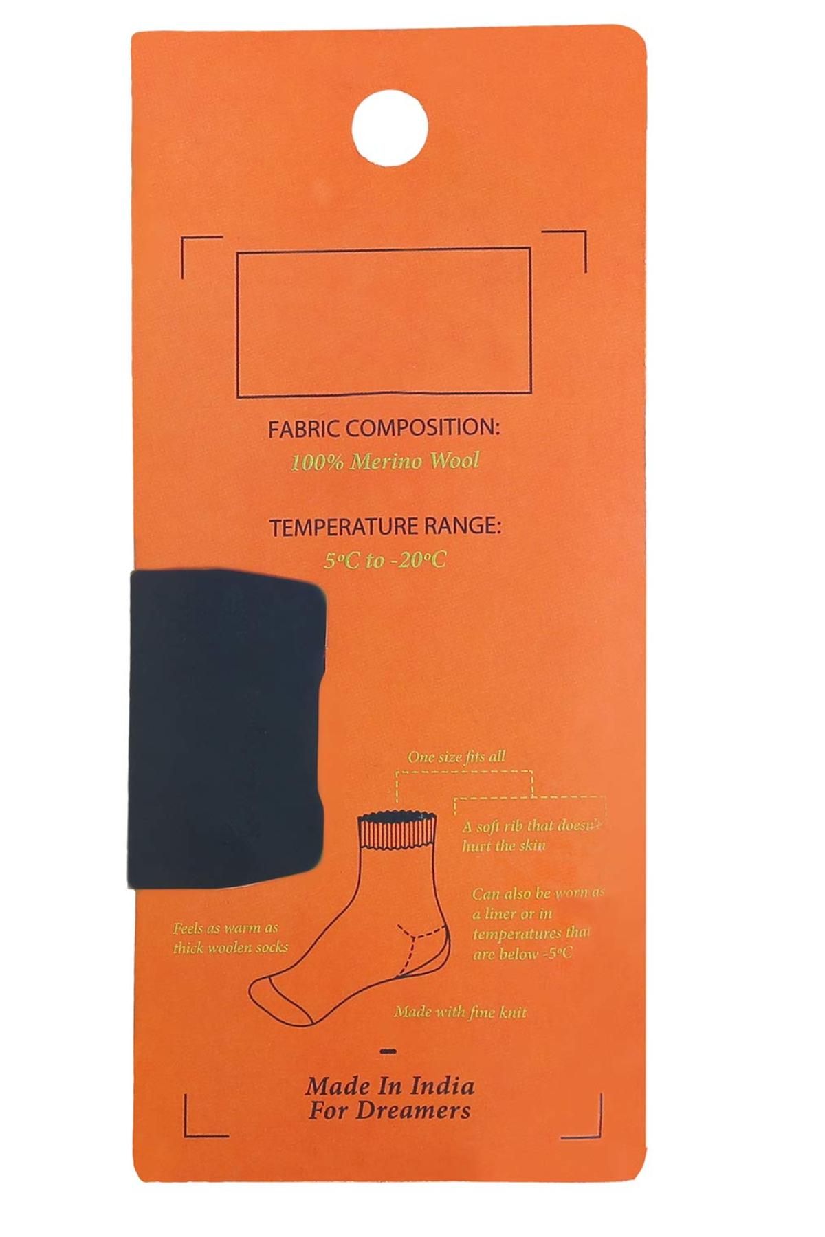 Orange Merino Wool Liner Regular Socks | Kids 3 Pack